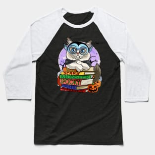 Ragdoll Cat Vampire Witch Pumpkin Halloween Baseball T-Shirt